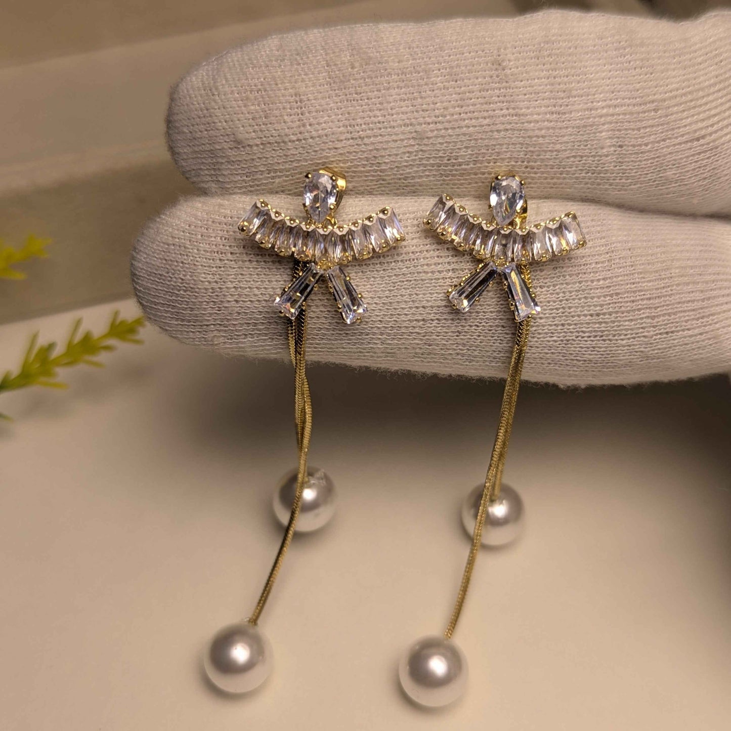 Crystal & Pearl Dangle Earrings