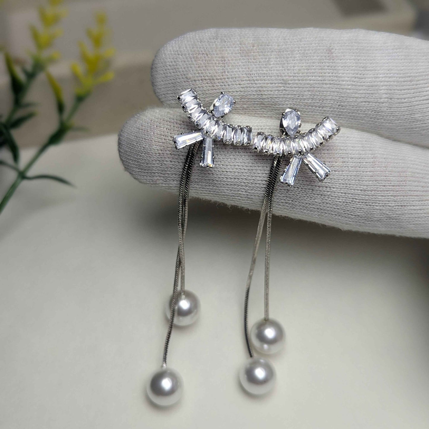 Crystal & Pearl Dangle Earrings