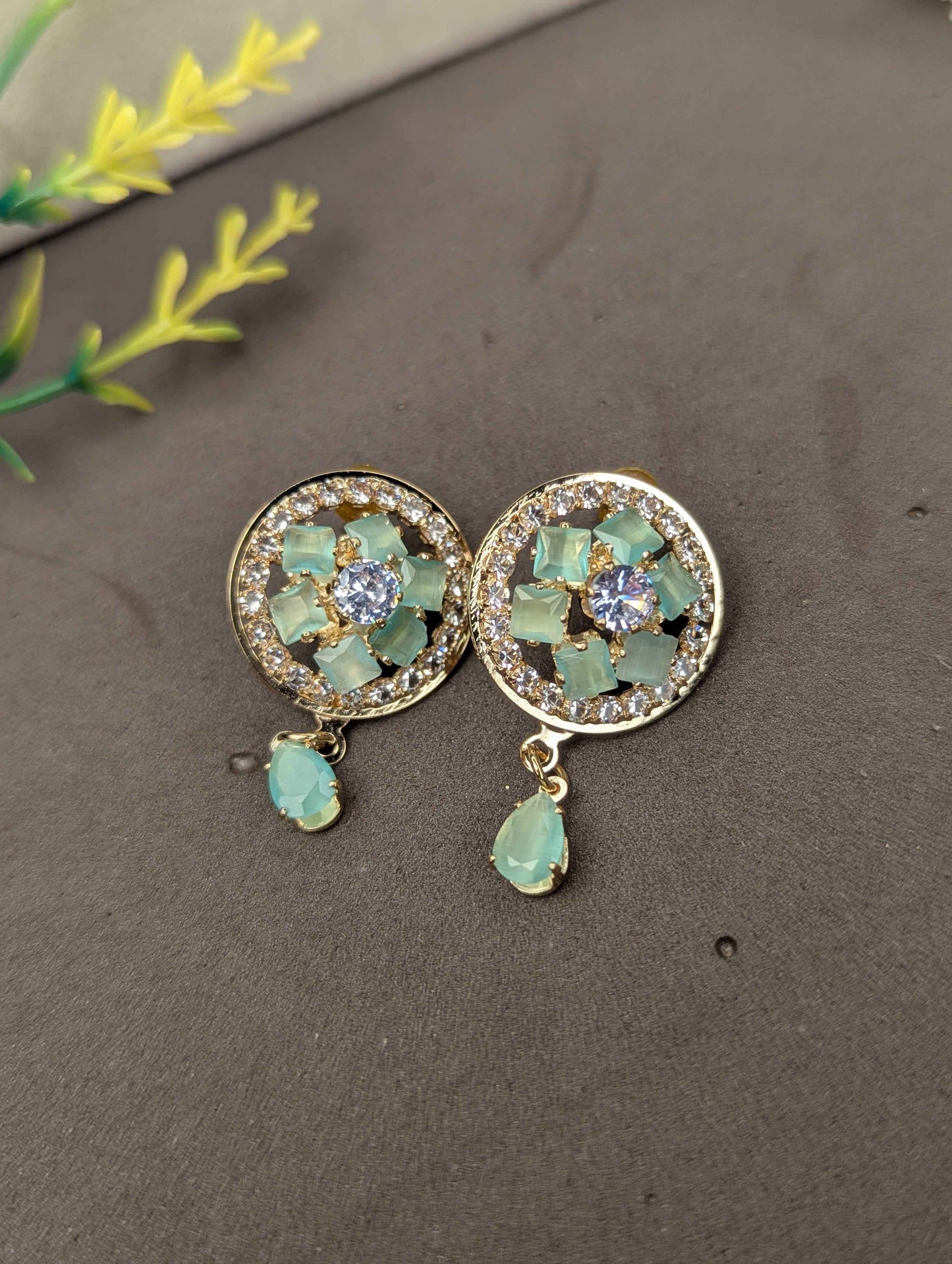 Aqua Bloom Drop Earrings