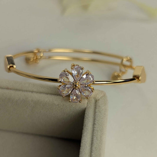 Elegant Floral Crystal Gold Bracelet