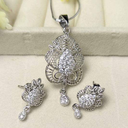 Radiant Elegance Diamond Pendant Set