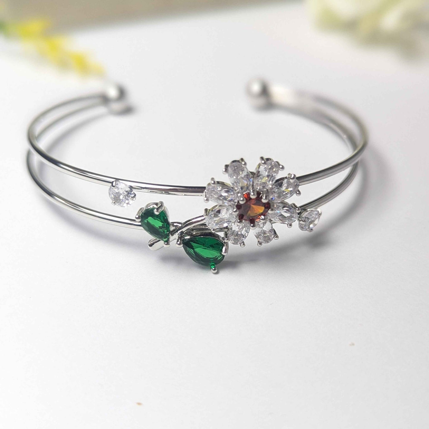 Nature’s Bloom Silver Cuff Bracelet